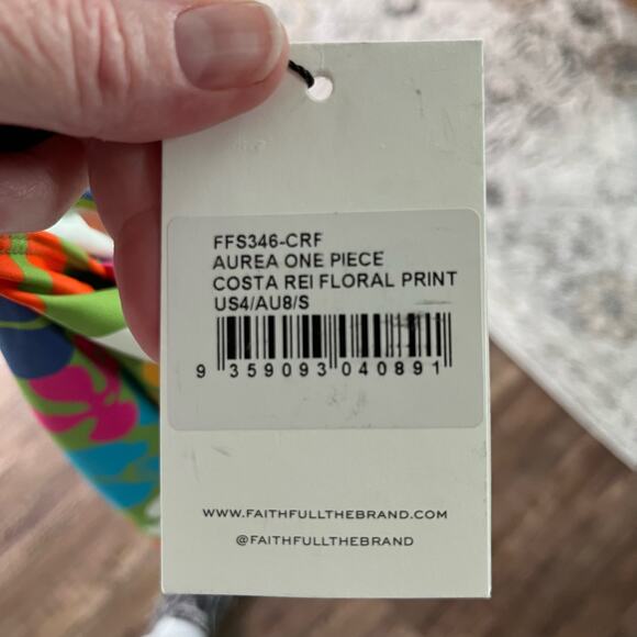 Faithfull the Brand Aurea One Shoulder One Piece Swimsuit Retro Floral NWT S - Picture 10 of 11